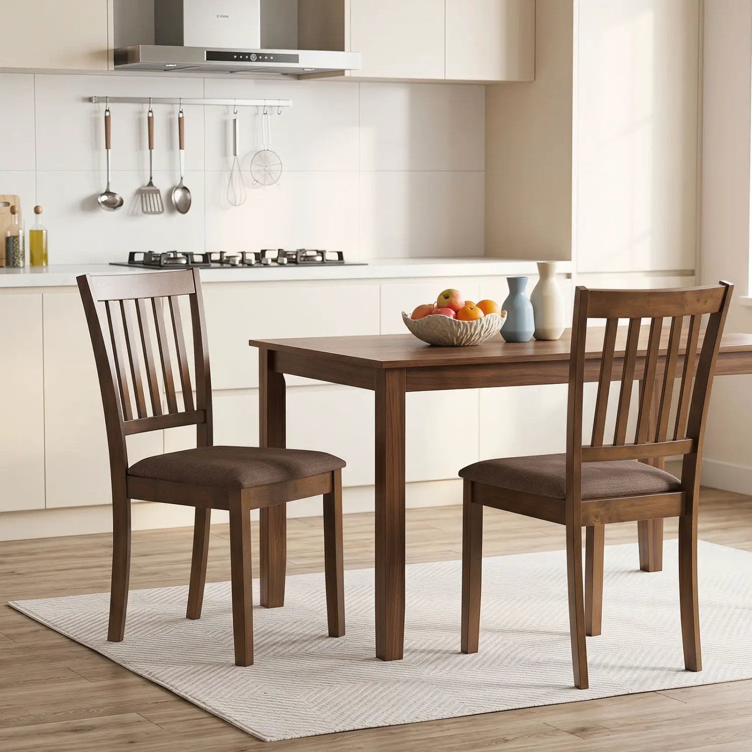 Upholstered Dining Chairs Set of 2 with Rubber Wood Frame by DirectDeals