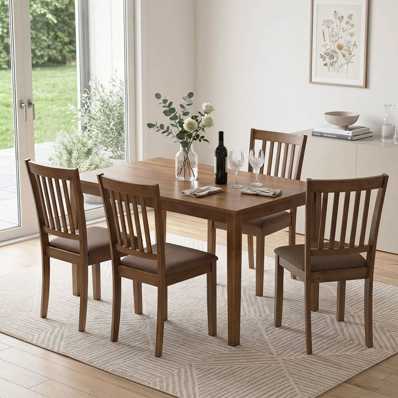 Upholstered Dining Chairs Set of 2 with Rubber Wood Frame by DirectDeals