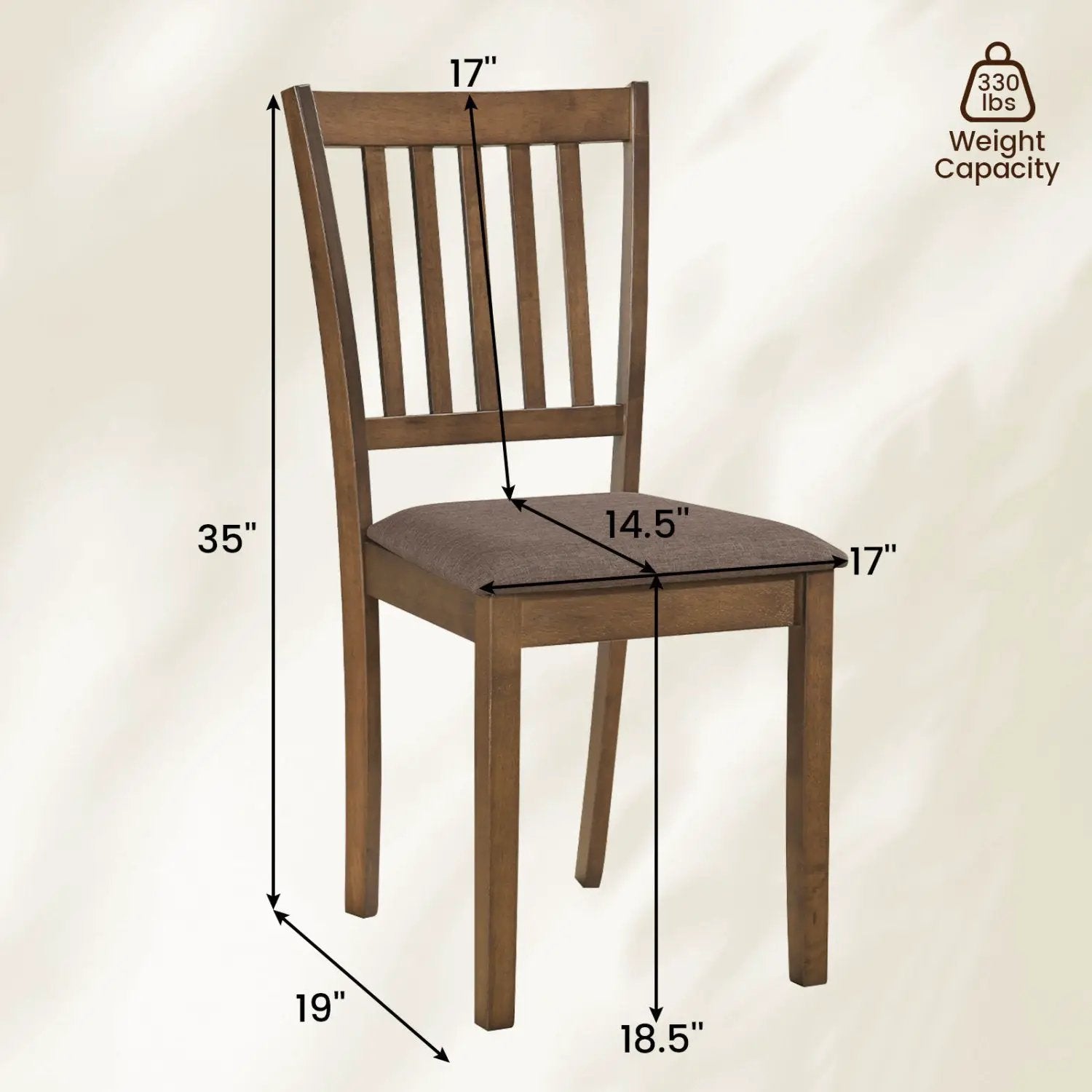 Upholstered Dining Chairs Set of 2 with Rubber Wood Frame by DirectDeals