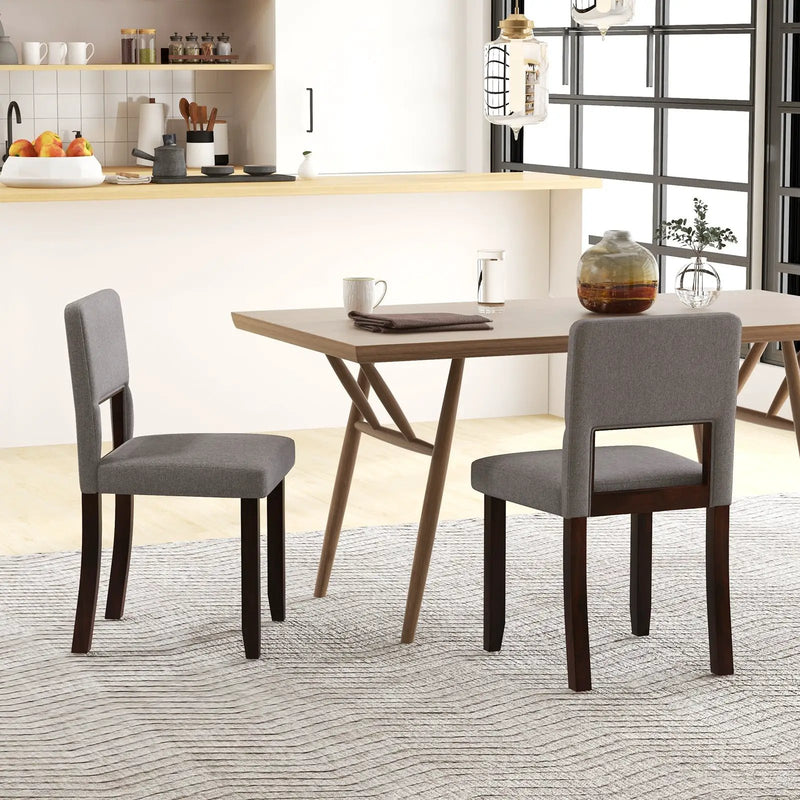 Set of 2 Wooden Dining Chair with Acacia Wood Frame Padded Seat and Back by DirectDeals