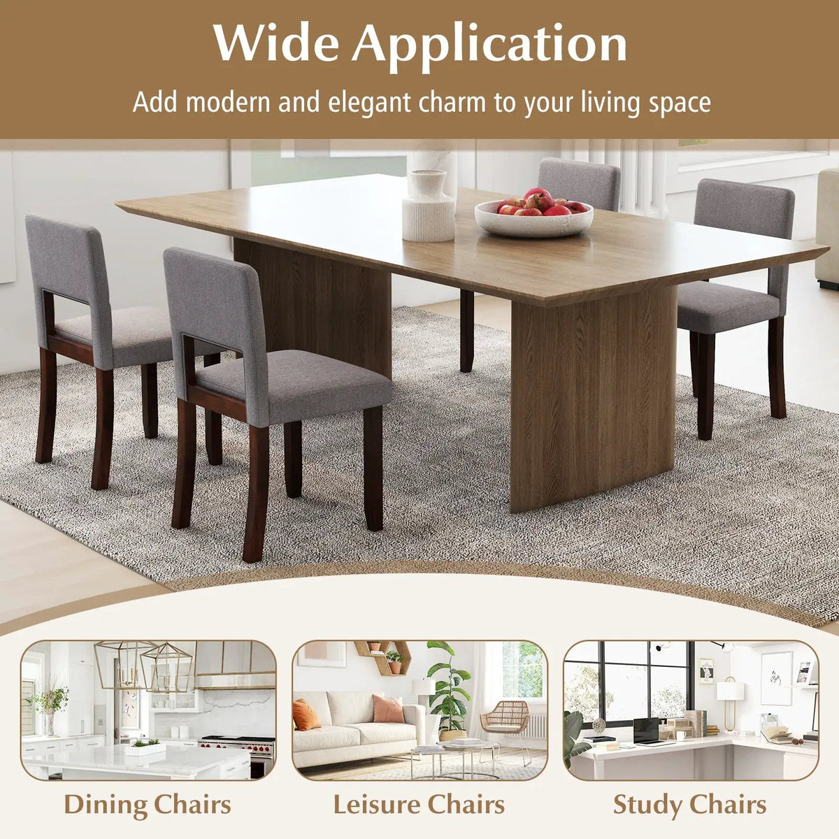 Set of 2 Wooden Dining Chair with Acacia Wood Frame Padded Seat and Back by DirectDeals