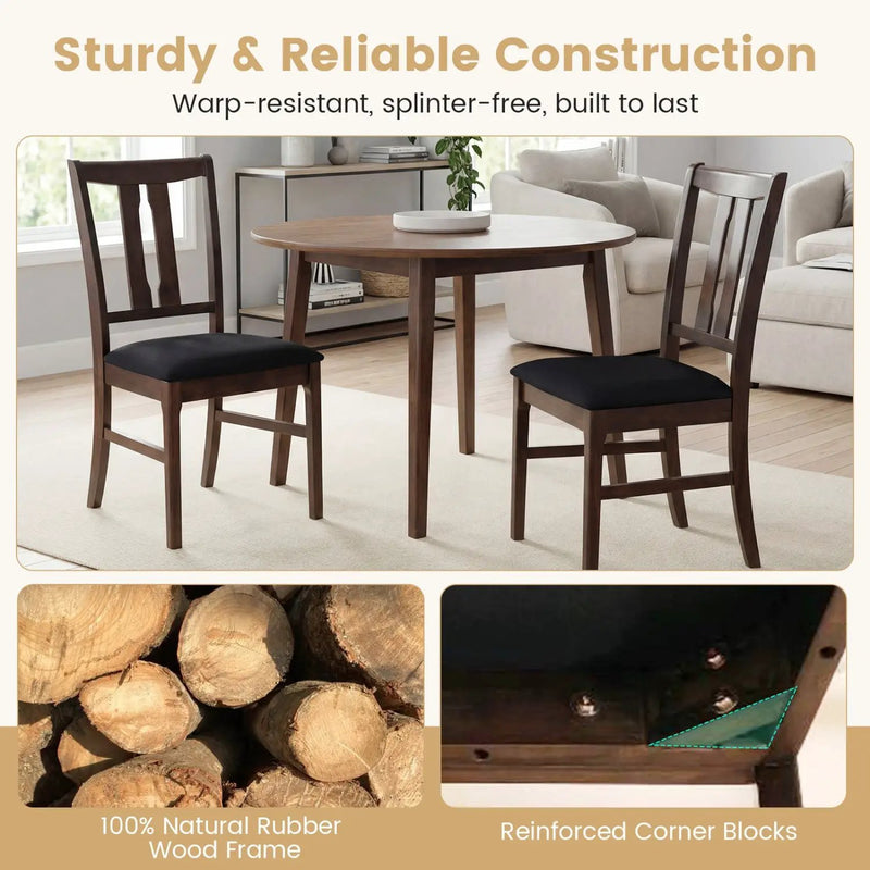 Set of 2 Wooden Upholstered Dining Chairs with High Curved Back by DirectDeals