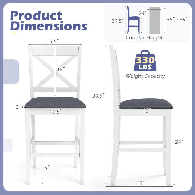Set of 2 X-Back Bar Stools with Upholstered Cushioned Seats by DirectDeals