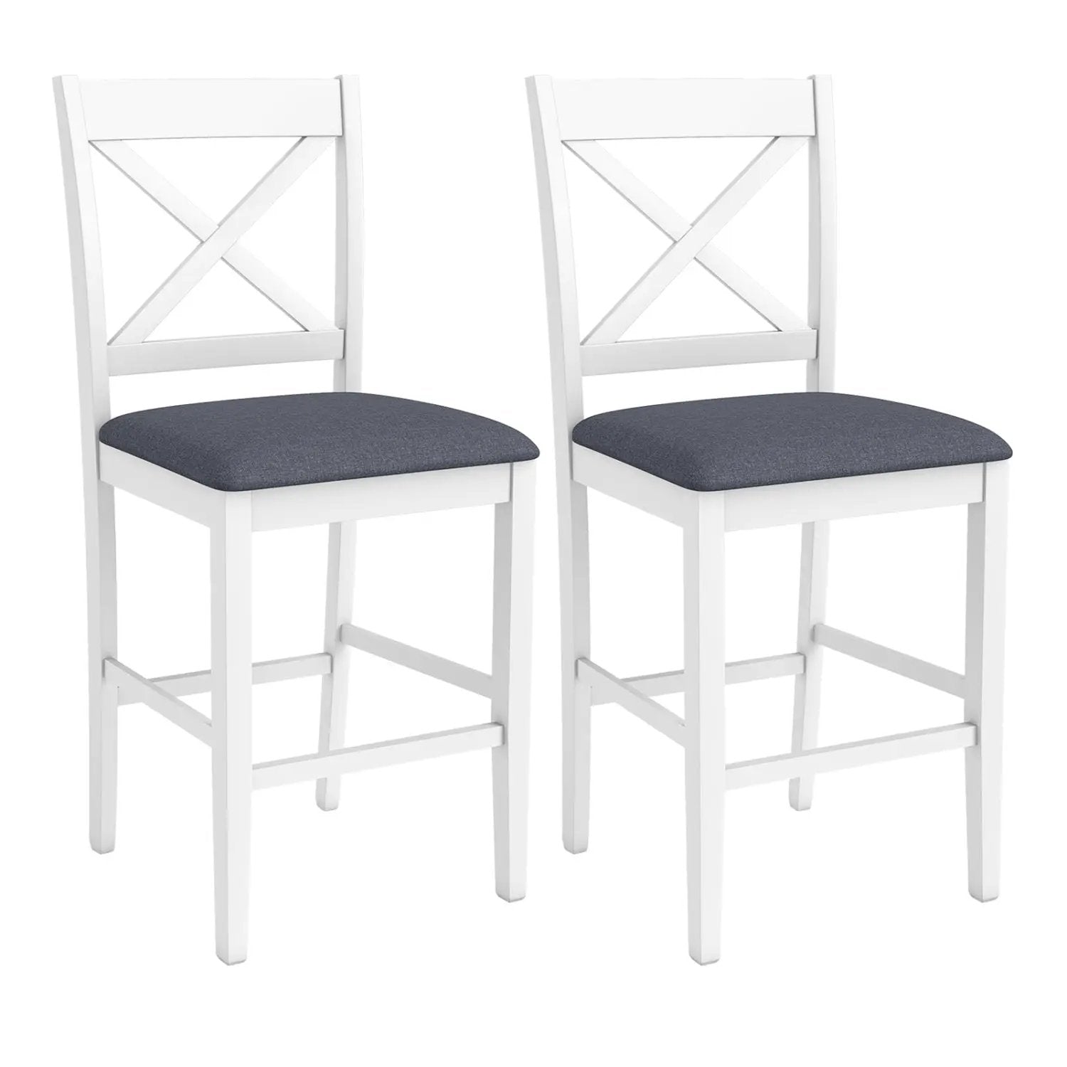 Set of 2 X-Back Bar Stools with Upholstered Cushioned Seats by DirectDeals