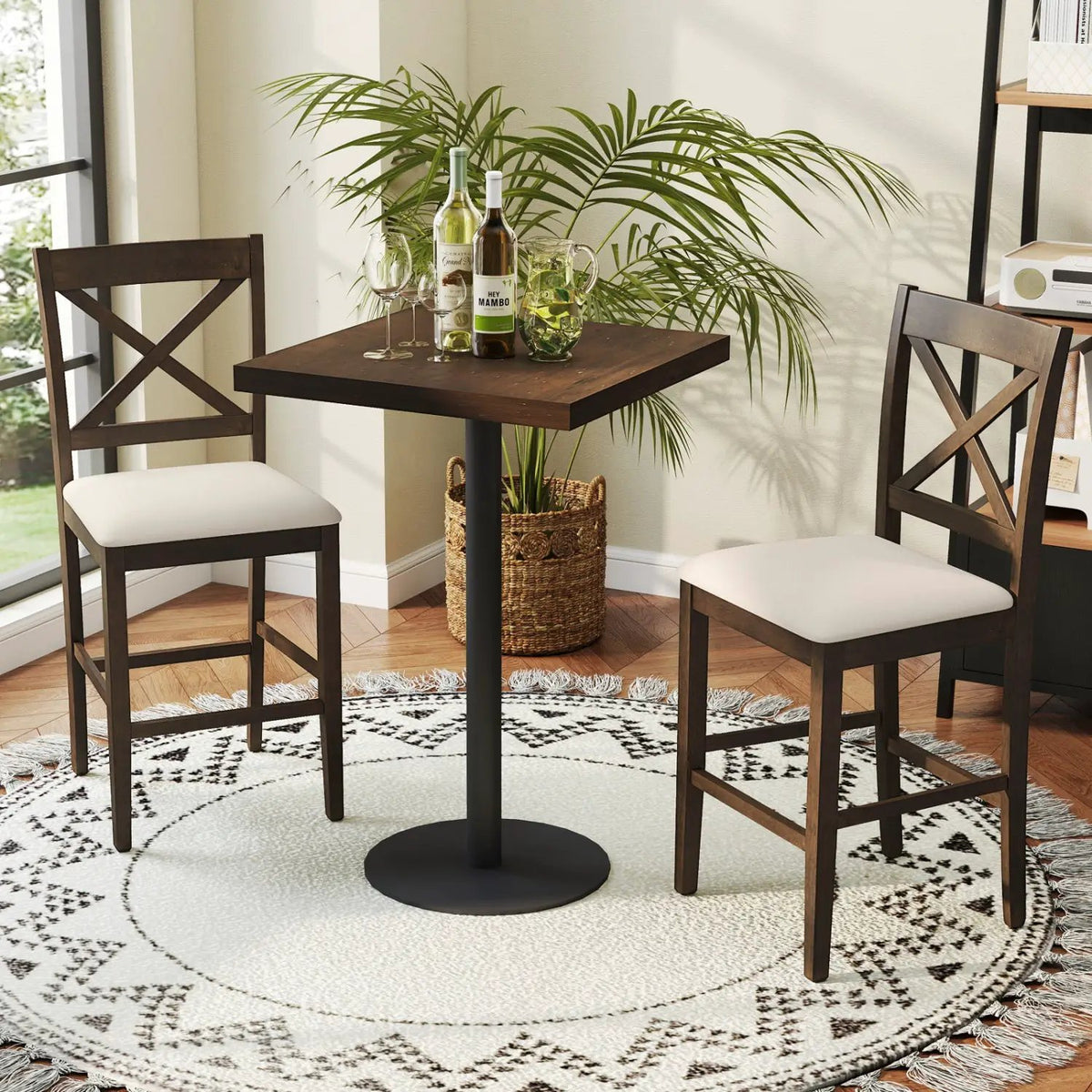 Set of 2 X-Back Bar Stools with Upholstered Cushioned Seats, photo 12 of 16