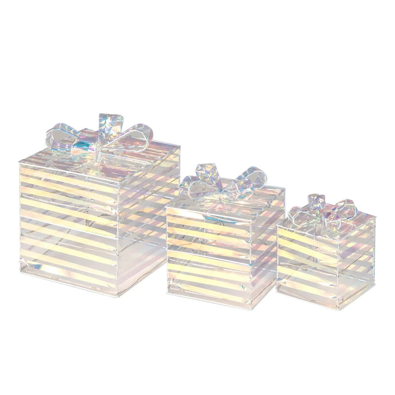 Set of 3 Christmas Lighted Gift Boxes with Bows and Plug by DirectDeals