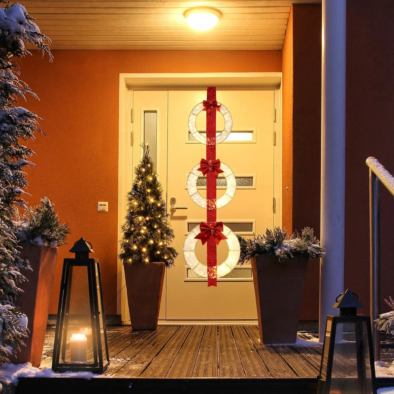 Set of 3 Christmas Lighted Wreaths with Warm White LED Lights and Bows by DirectDeals