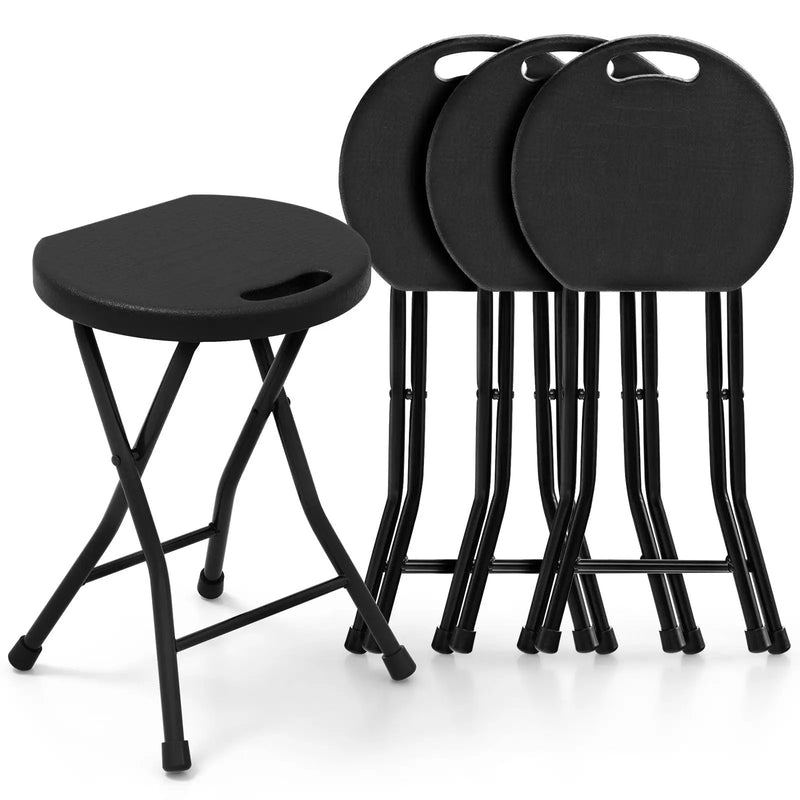 Set of 4 18 Inch Collapsible Round Stools with Handle by DirectDeals