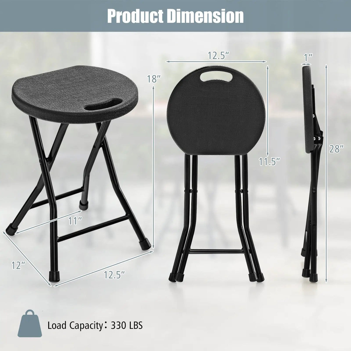 Set of 4 18 Inch Collapsible Round Stools with Handle, photo 10 of 16