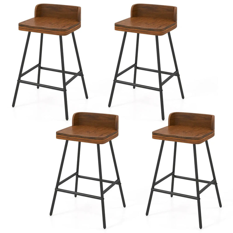 24" Industrial Bar Stool with Low Back - Set of 4 by DirectDeals