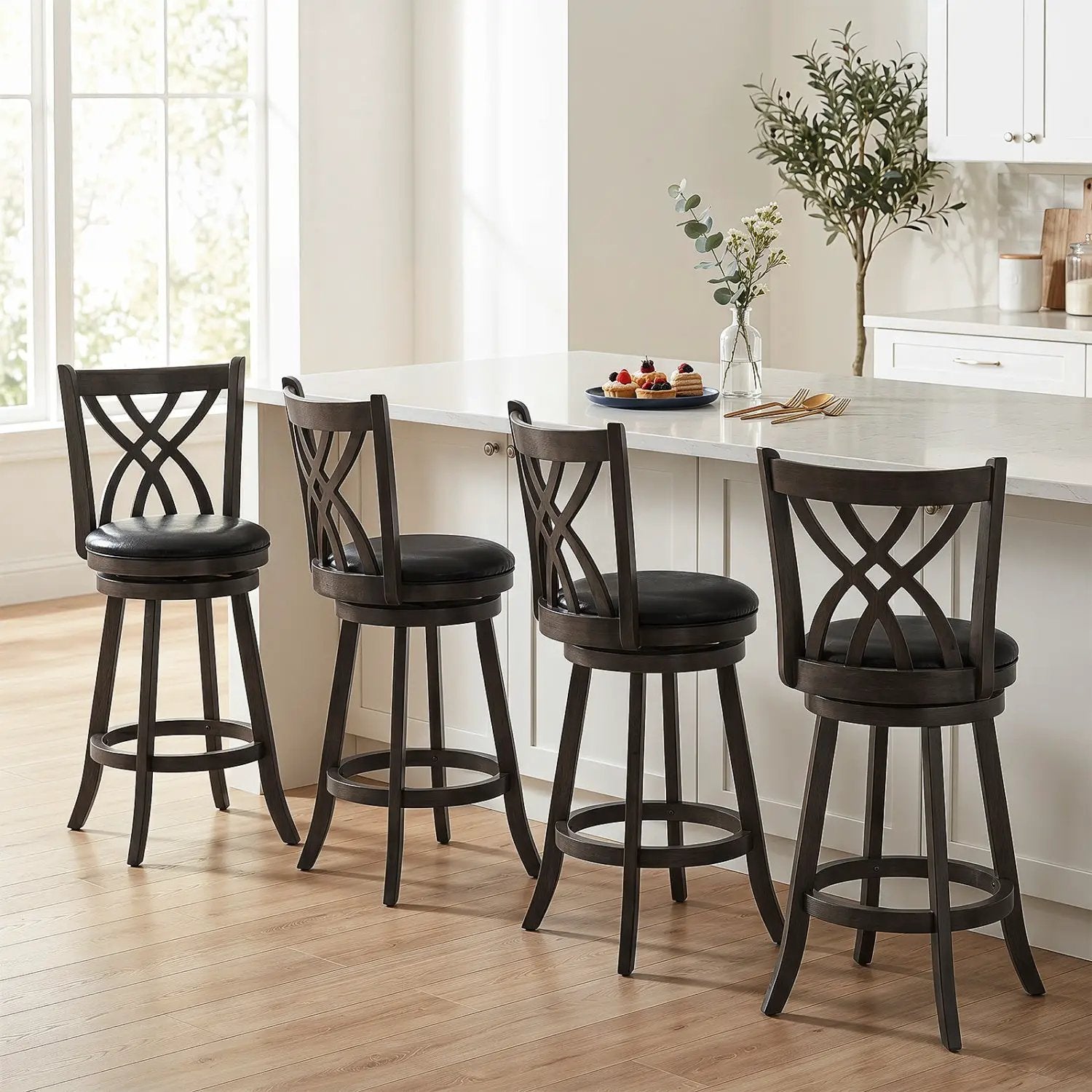Counter Height Bar Stools Set of 4 with Swivel Seat by DirectDeals