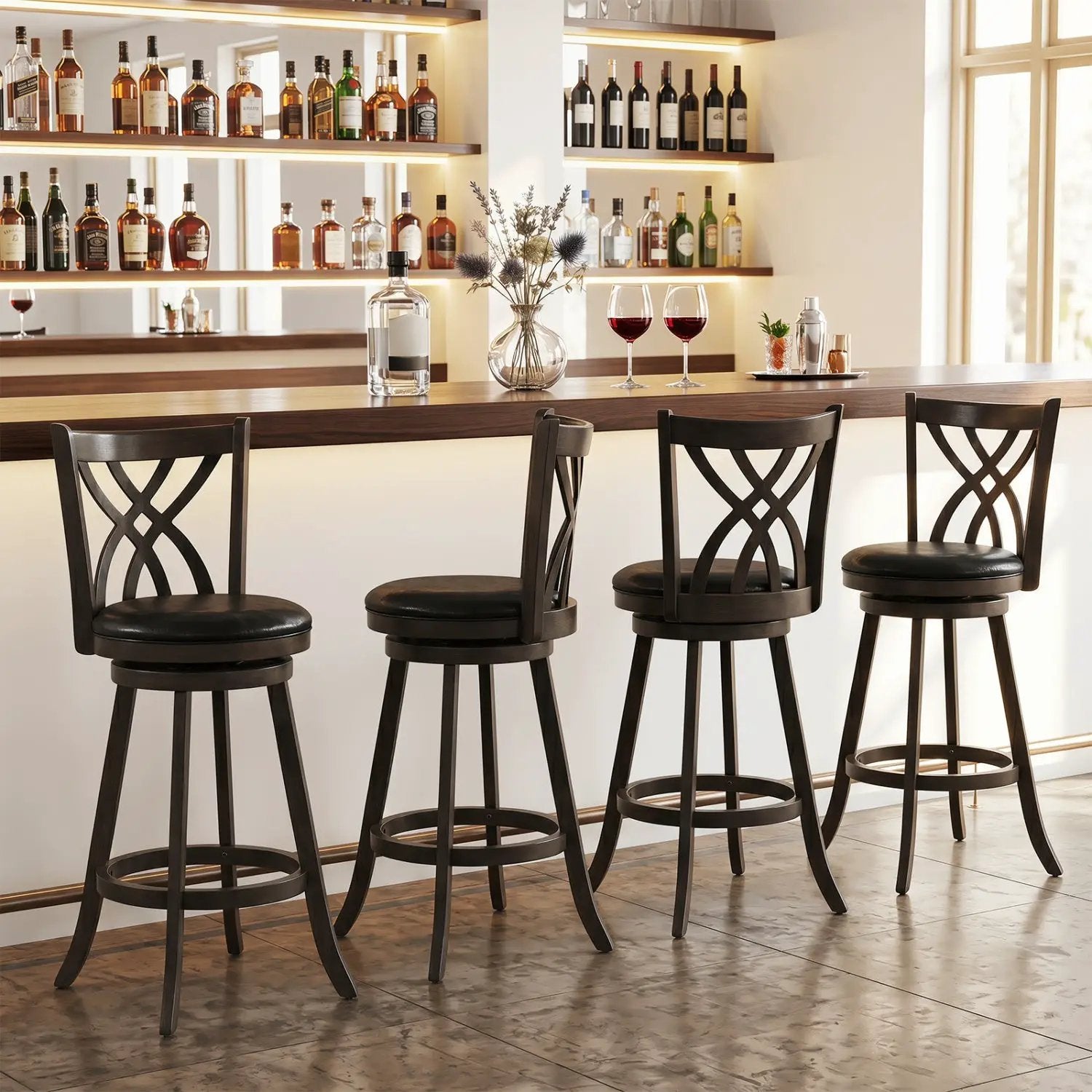Counter Height Bar Stools Set of 4 with Swivel Seat by DirectDeals