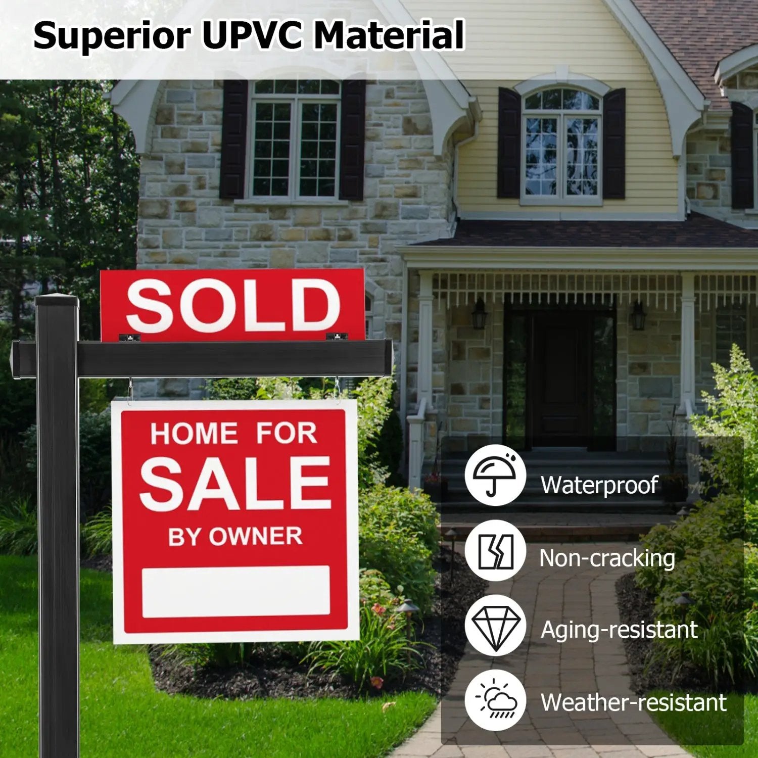 Set of 4 6 Feet Vinyl UPVC Real Estate Realtor Yard Sign Post by DirectDeals