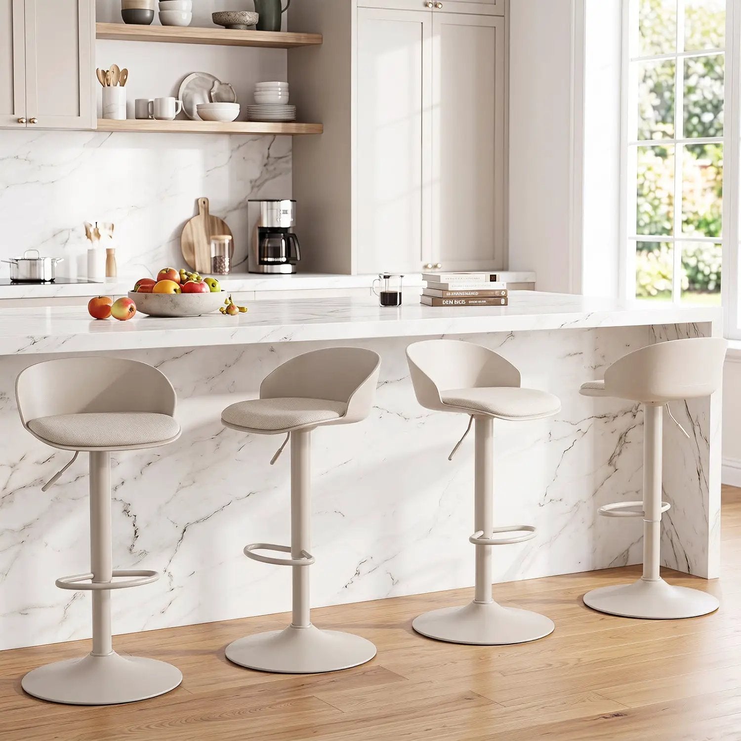 Adjustable Swivel Bar Stools Set of 4 with Back & Footrest by DirectDeals