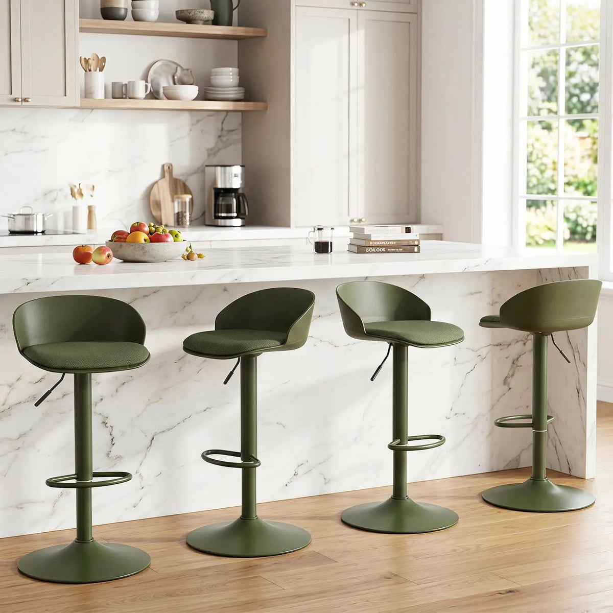 Adjustable Swivel Bar Stools Set of 4 with Back & Footrest by DirectDeals