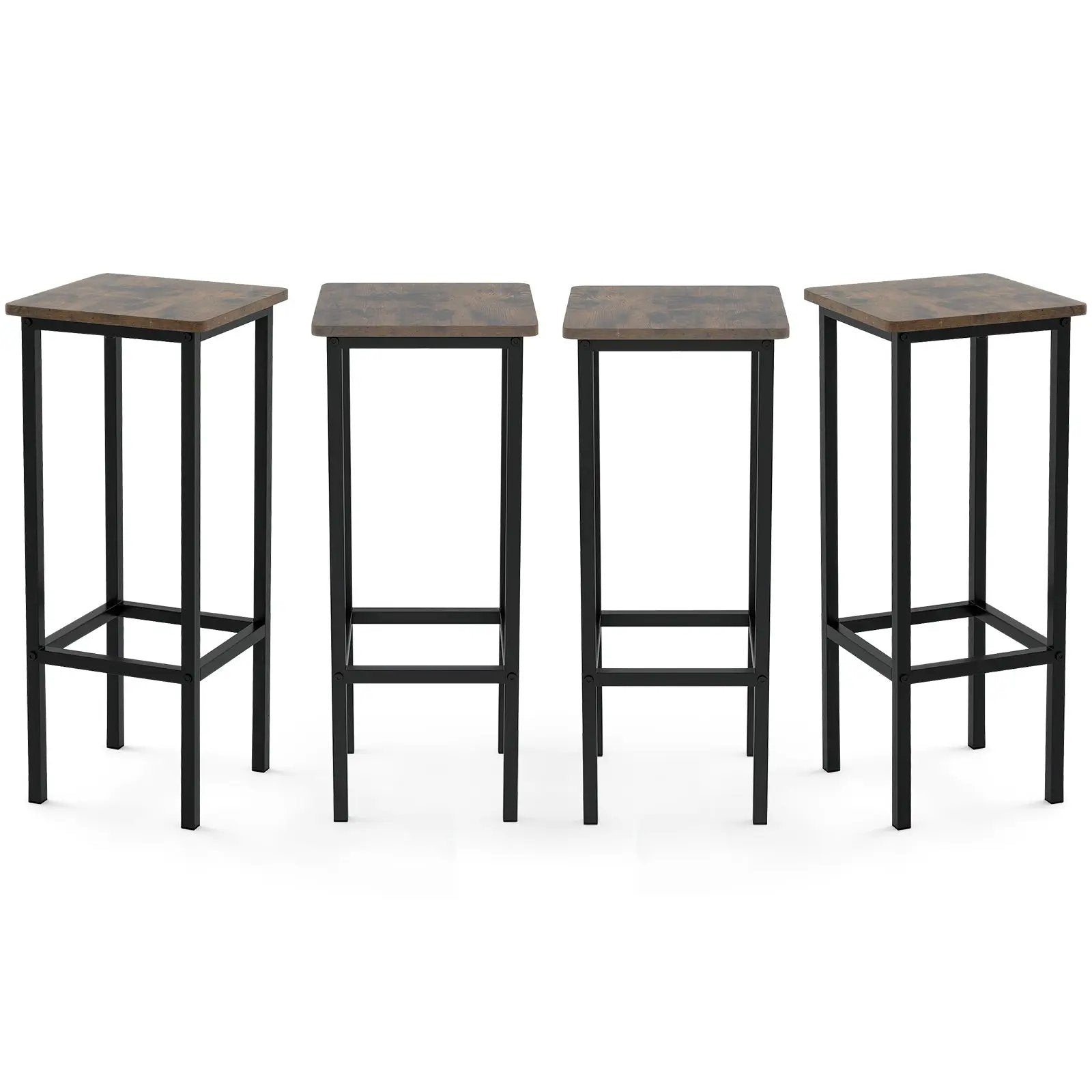 Set of 4 Bar Stool Set with Metal Legs and Footrest-Coffee by DirectDeals