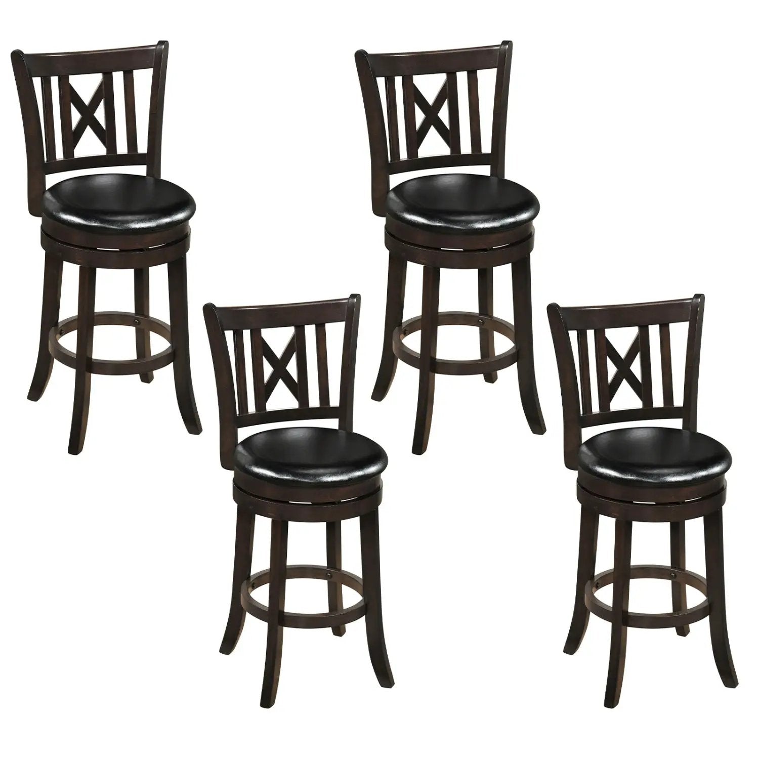 Swivel Bar Stools Set of 4 with Backrest and Footrest by DirectDeals