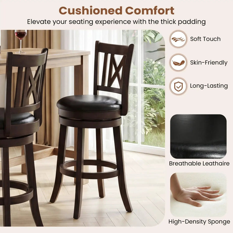 Swivel Bar Stools Set of 4 with Backrest and Footrest by DirectDeals