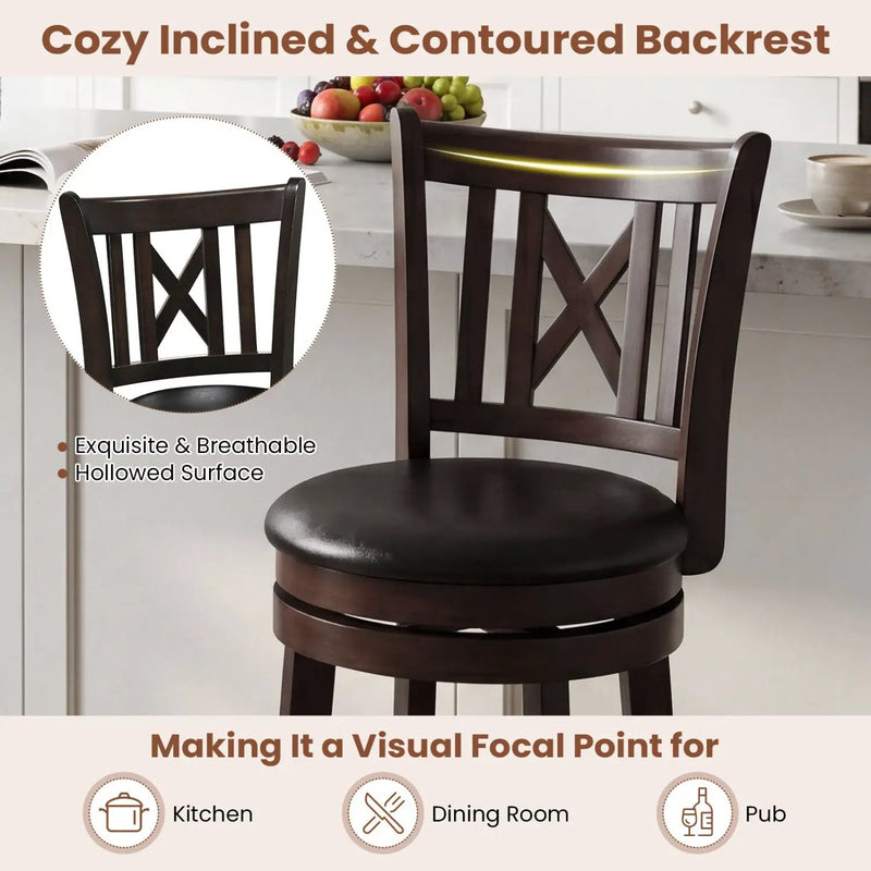 Swivel Bar Stools Set of 4 with Backrest and Footrest by DirectDeals