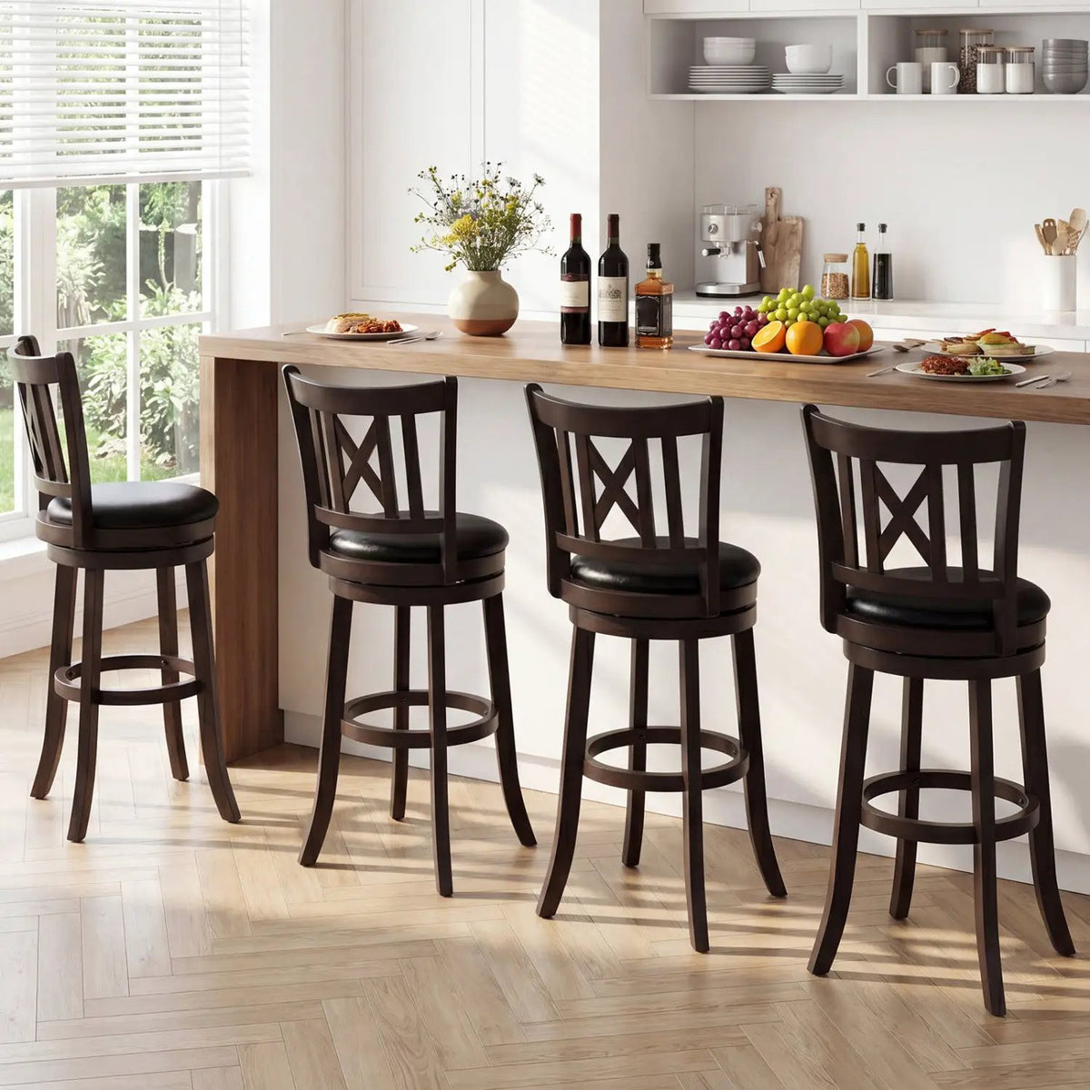 Swivel Bar Stools Set of 4 with Backrest and Footrest, photo 9 of 16