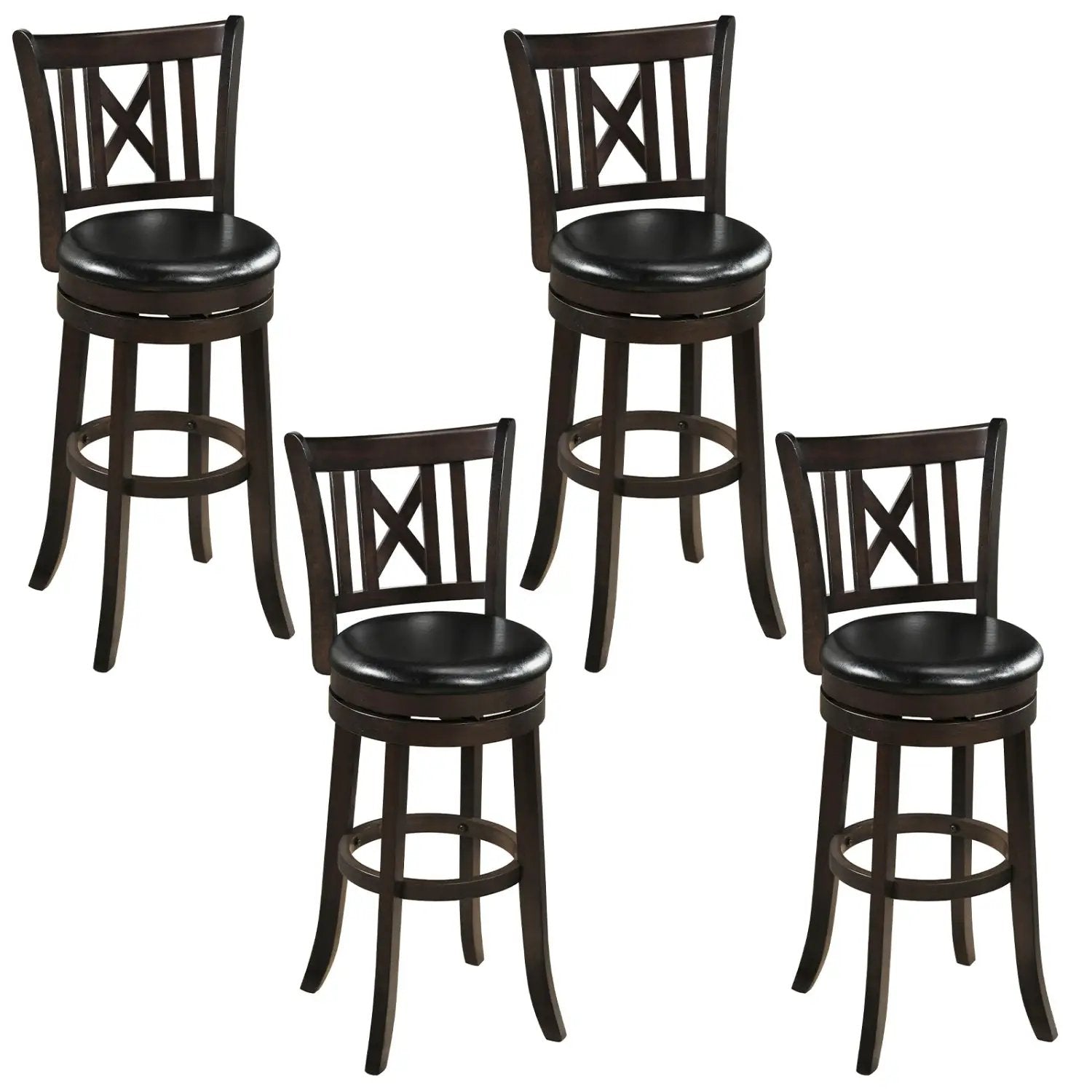 Swivel Bar Stools Set of 4 with Backrest and Footrest by DirectDeals