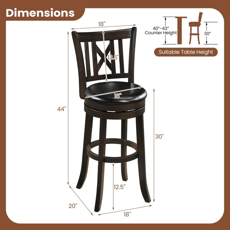 Swivel Bar Stools Set of 4 with Backrest and Footrest by DirectDeals