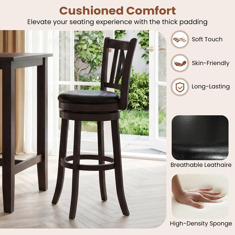 Swivel Bar Stools Set of 4 with Backrest and Footrest by DirectDeals