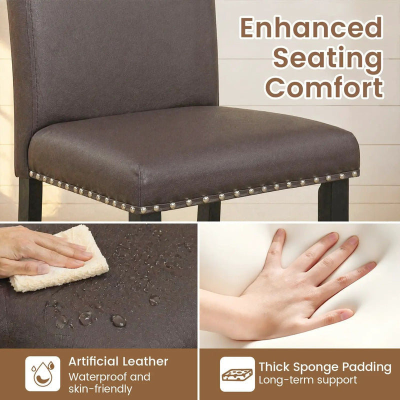 Bar Stools with Back Set of 4 - Brown Upholstered Counter Height by DirectDeals
