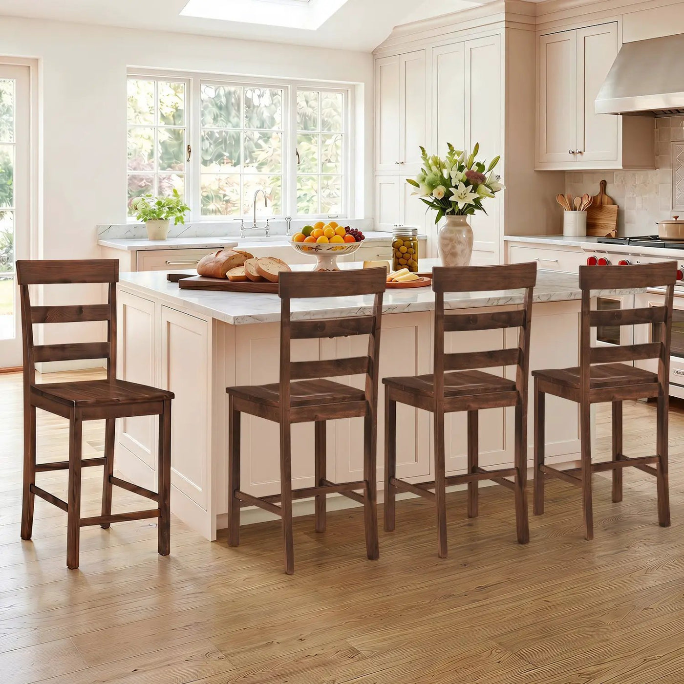 Counter Height Bar Stools Set of 2 - Rubber Wood Frame by DirectDeals