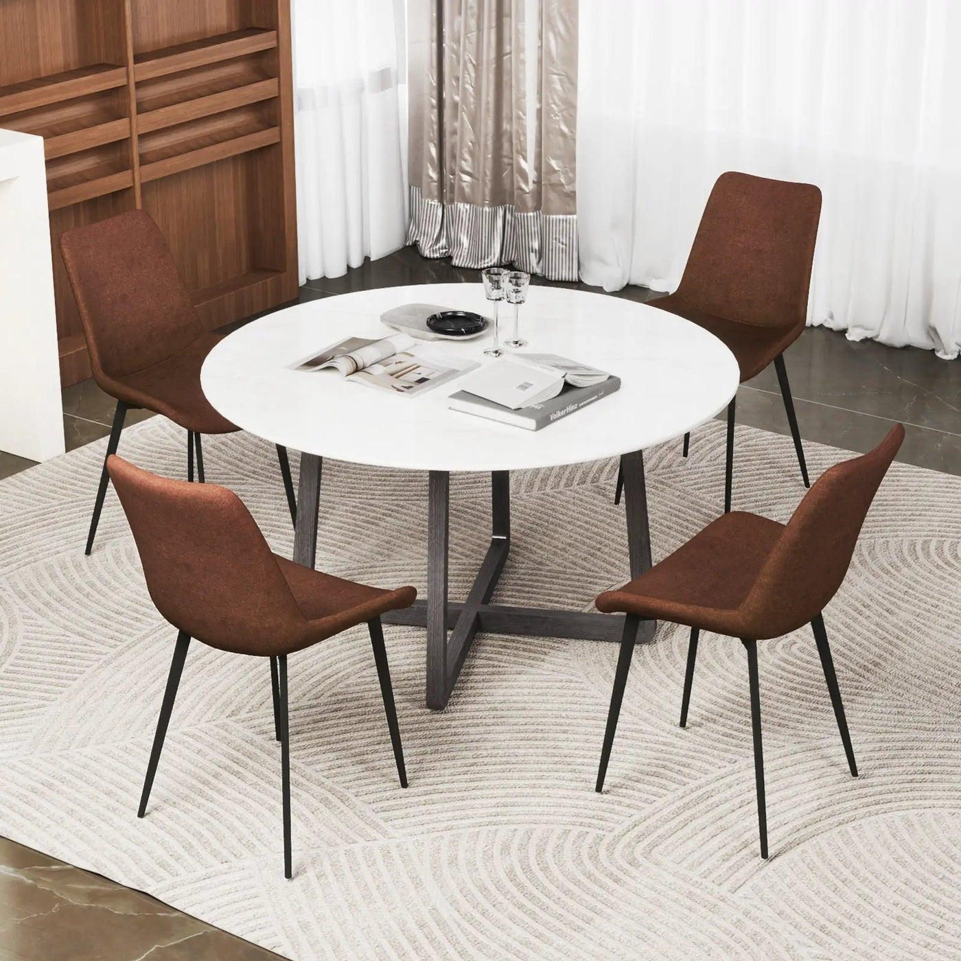 Set of 4 Dining Chair Upholstered with Metal Legs and Padded Backs by DirectDeals