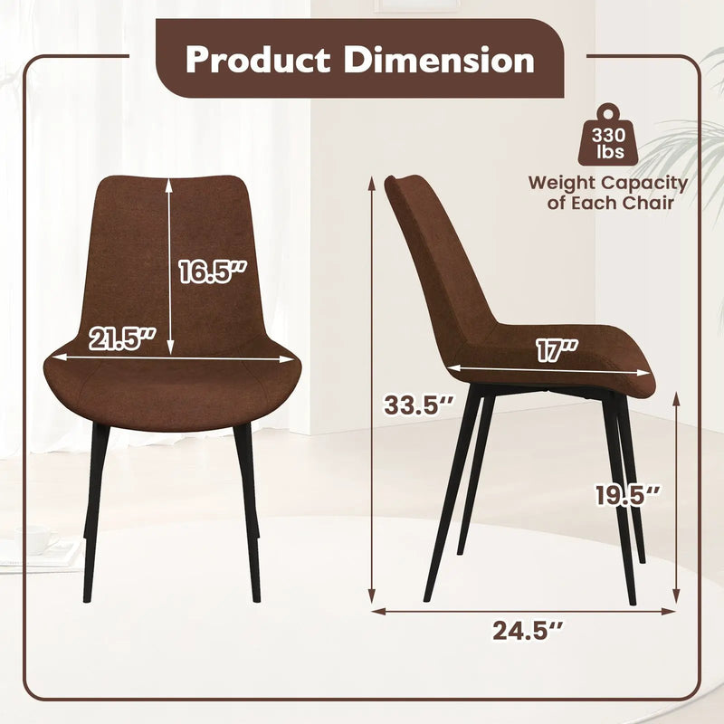 Set of 4 Dining Chair Upholstered with Metal Legs and Padded Backs by DirectDeals