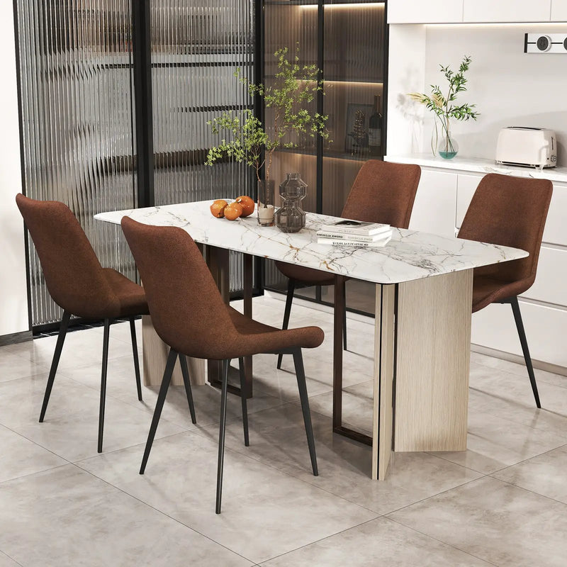 Set of 4 Dining Chair Upholstered with Metal Legs and Padded Backs by DirectDeals