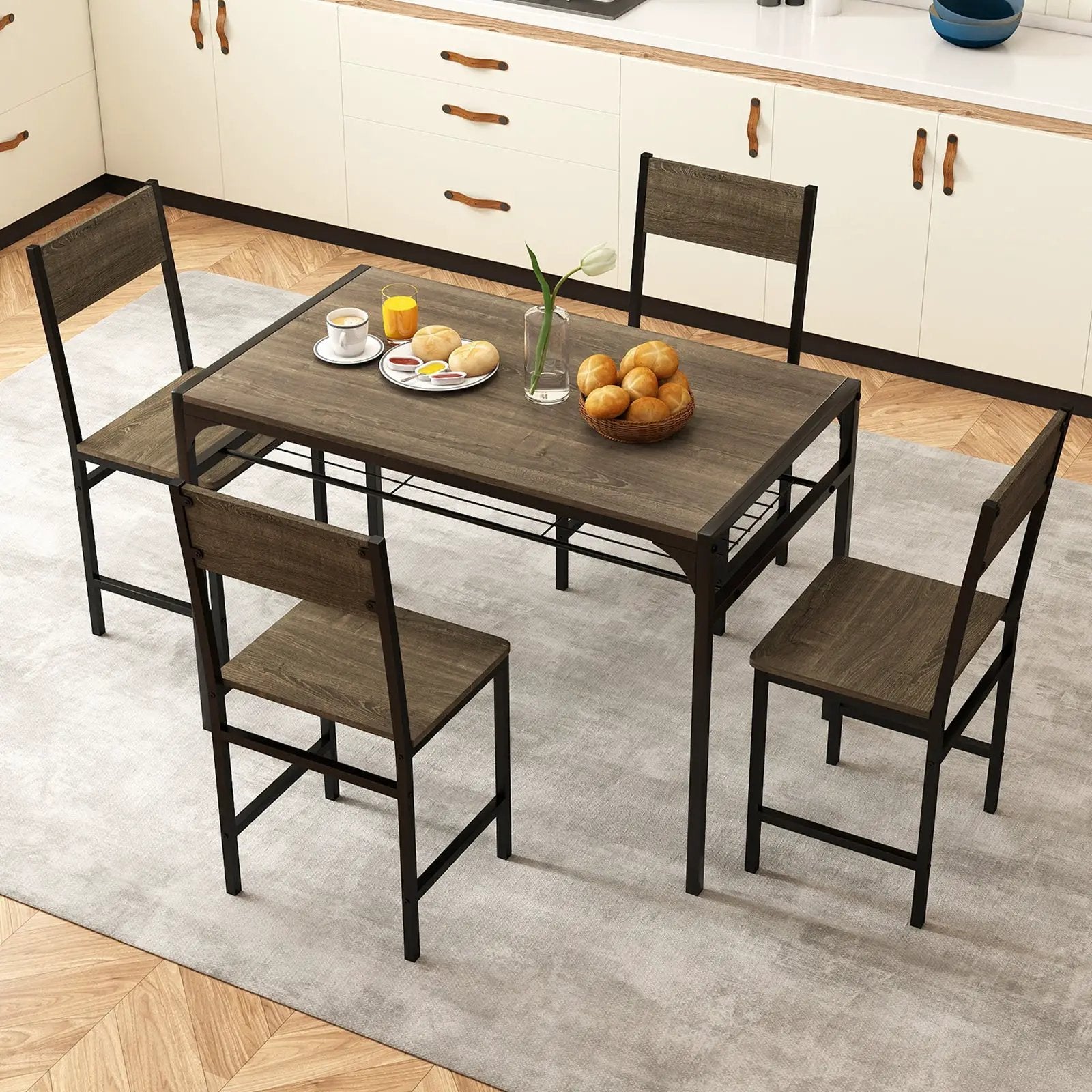 Set of 4 Dining Chairs with Metal Legs and Slanted Back by DirectDeals