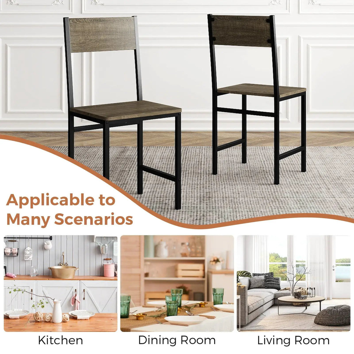 Set of 4 Dining Chairs with Metal Legs and Slanted Back by DirectDeals