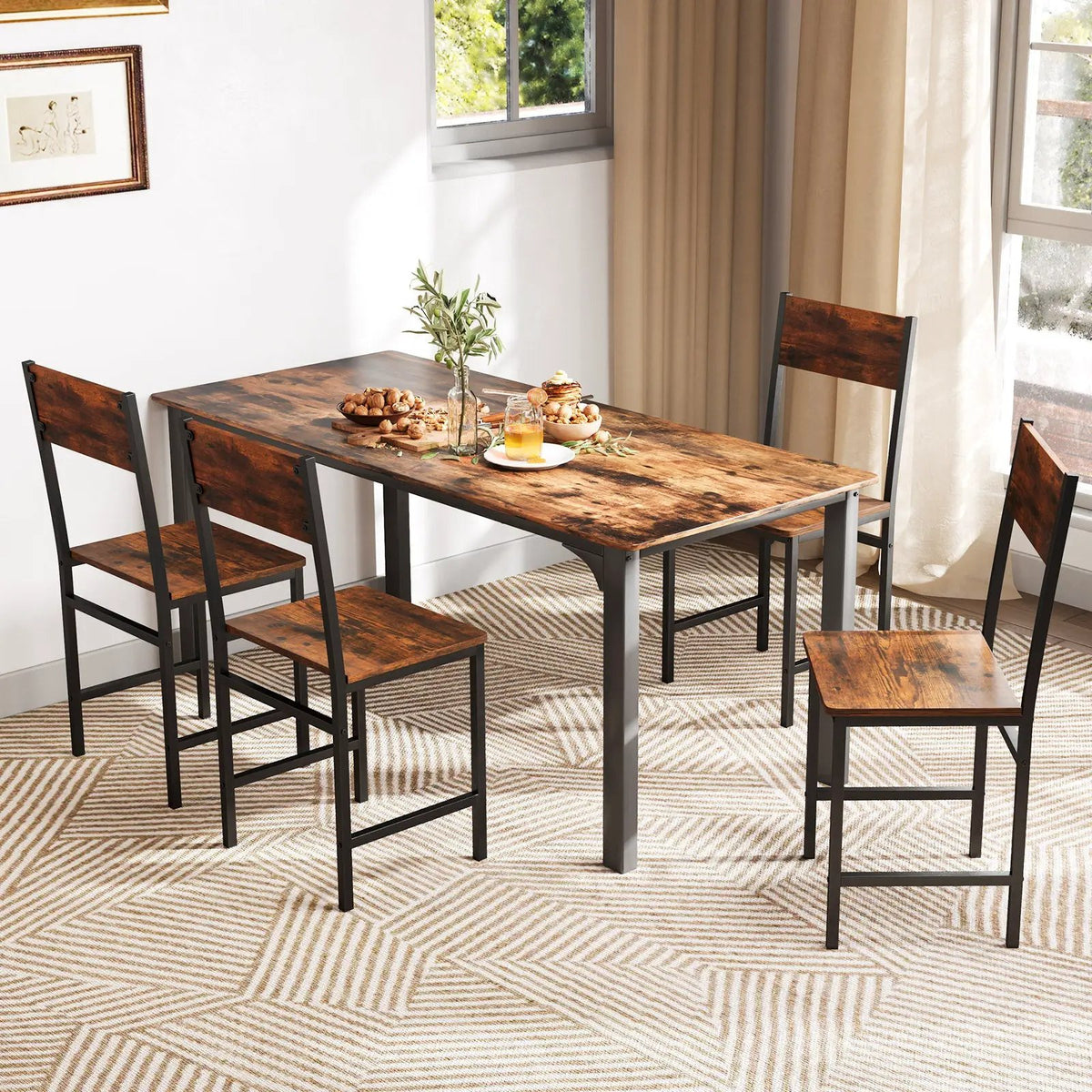 Set of 4 Dining Chairs with Metal Legs and Slanted Back by DirectDeals