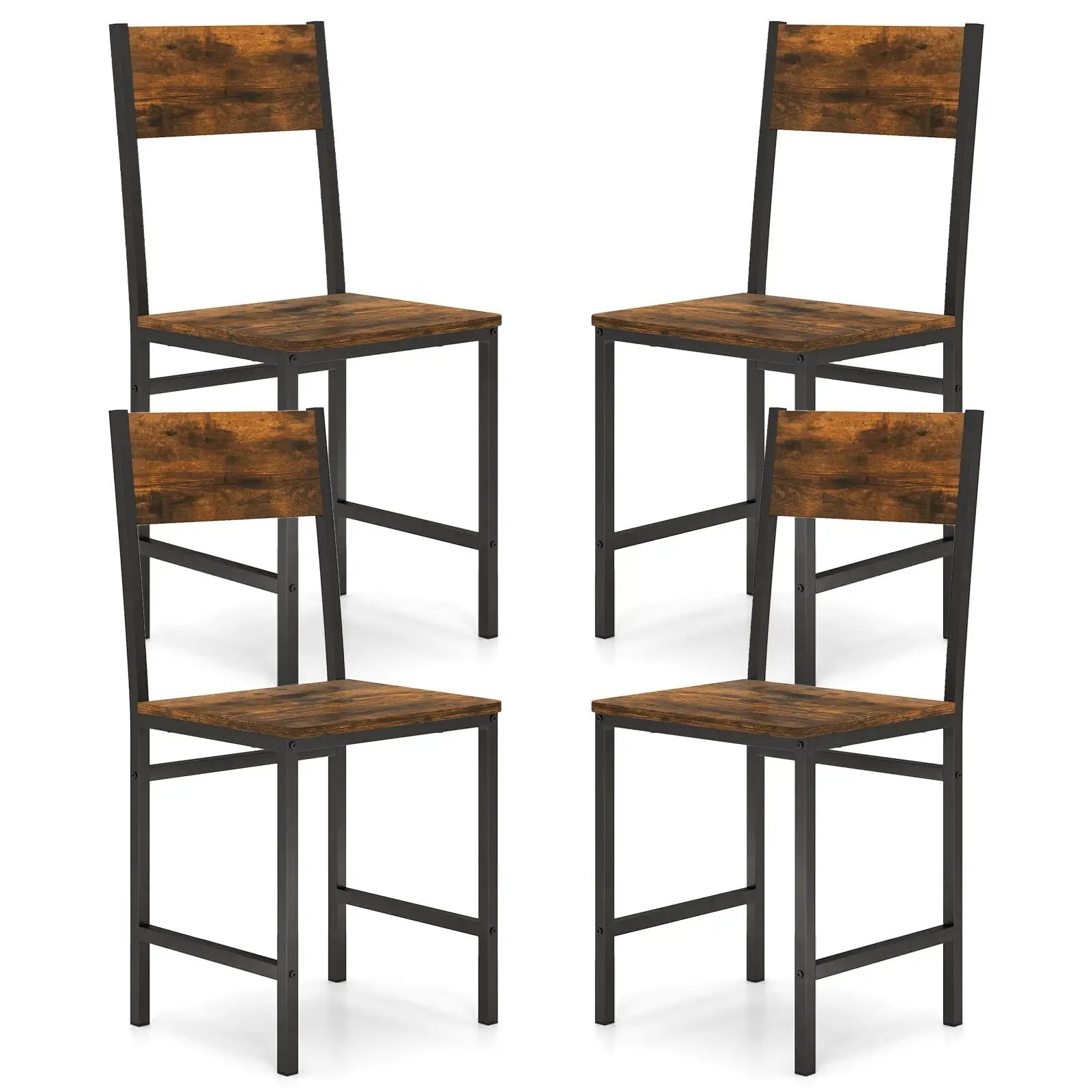 Set of 4 Dining Chairs with Metal Legs and Slanted Back by DirectDeals