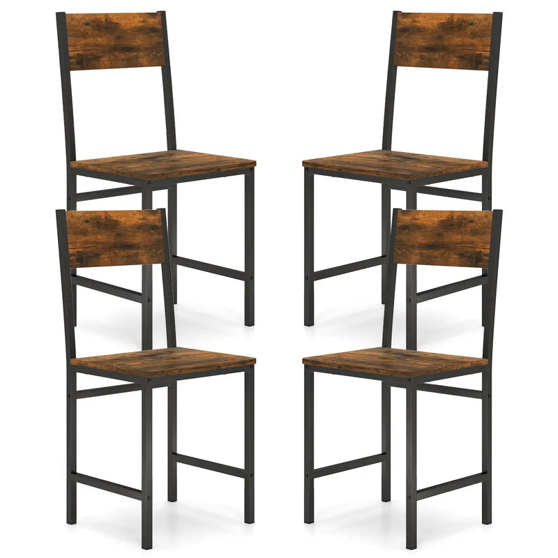 Set of 4 Dining Chairs with Metal Legs and Slanted Back by DirectDeals