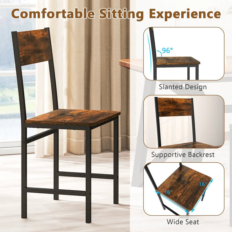 Set of 4 Dining Chairs with Metal Legs and Slanted Back by DirectDeals