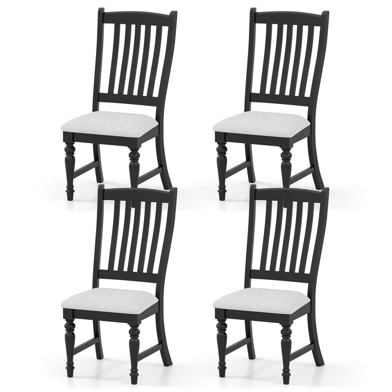 Set of 4 Dining Chairs Kitchen Side Chair with Solid Wood Legs-Black by DirectDeals