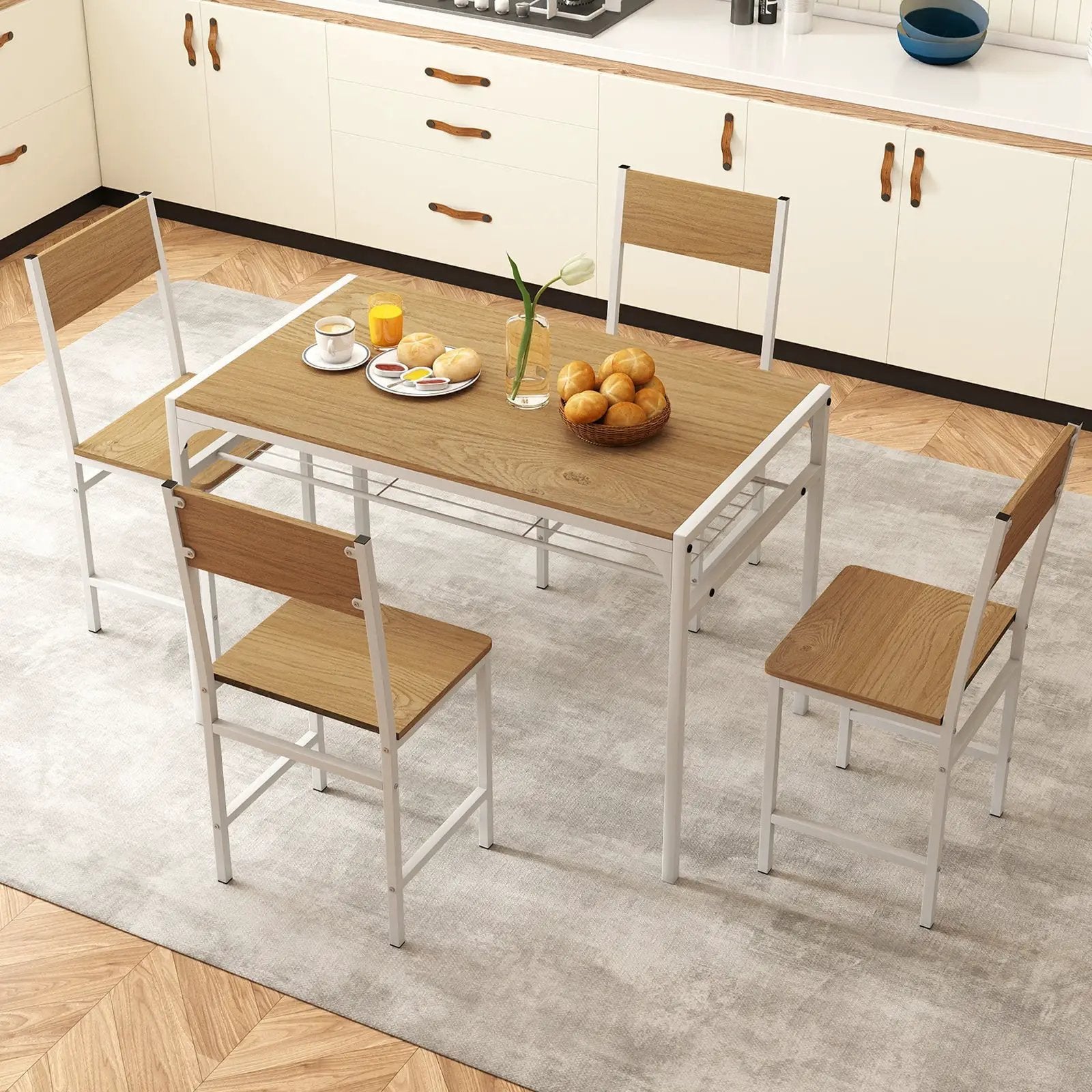 Set of 4 Dining Chairs with Metal Legs and Slanted Back by DirectDeals