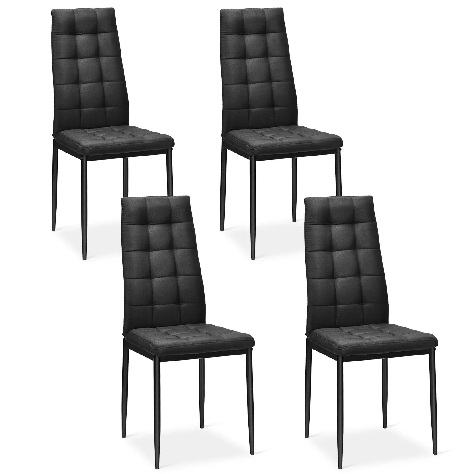 Set of 4 Fabric Dining Chairs Set with Upholstered Cushion and High Back by DirectDeals