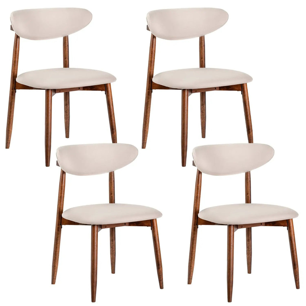Upholstered Dining Chairs Set of 4 with Curved Backs, photo 2 of 7