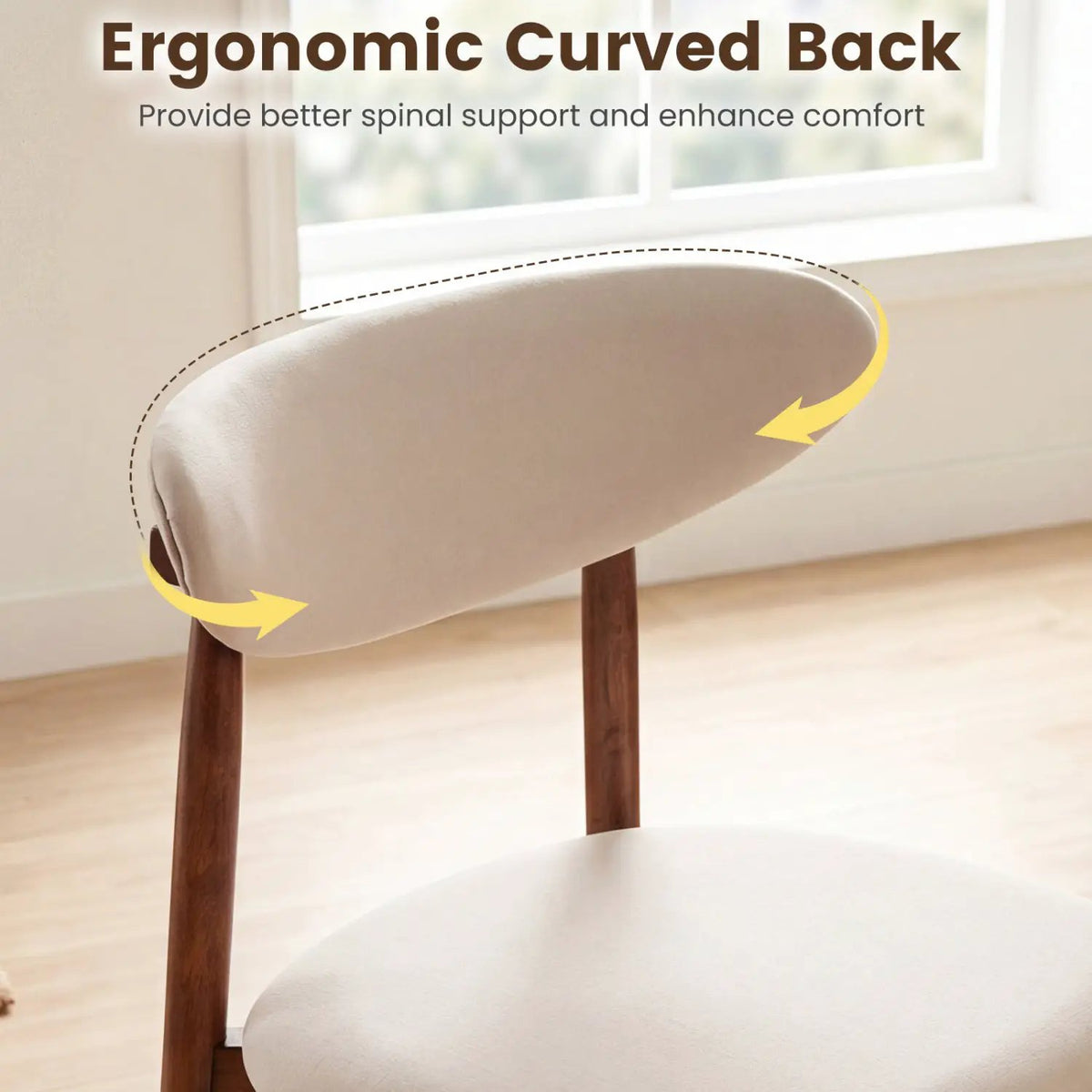 Upholstered Dining Chairs Set of 4 with Curved Backs, photo 6 of 7