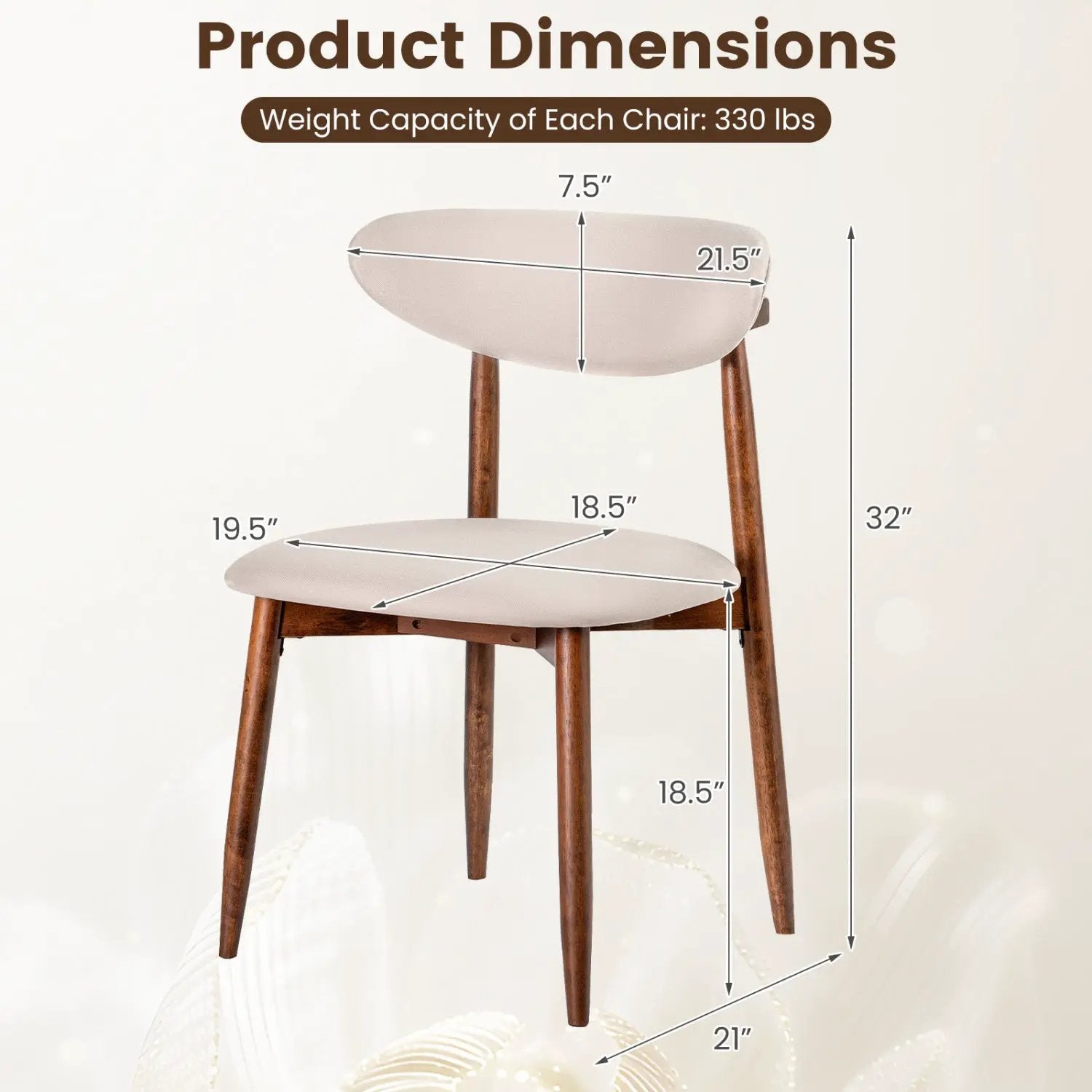 Upholstered Dining Chairs Set of 4 with Curved Backs by DirectDeals