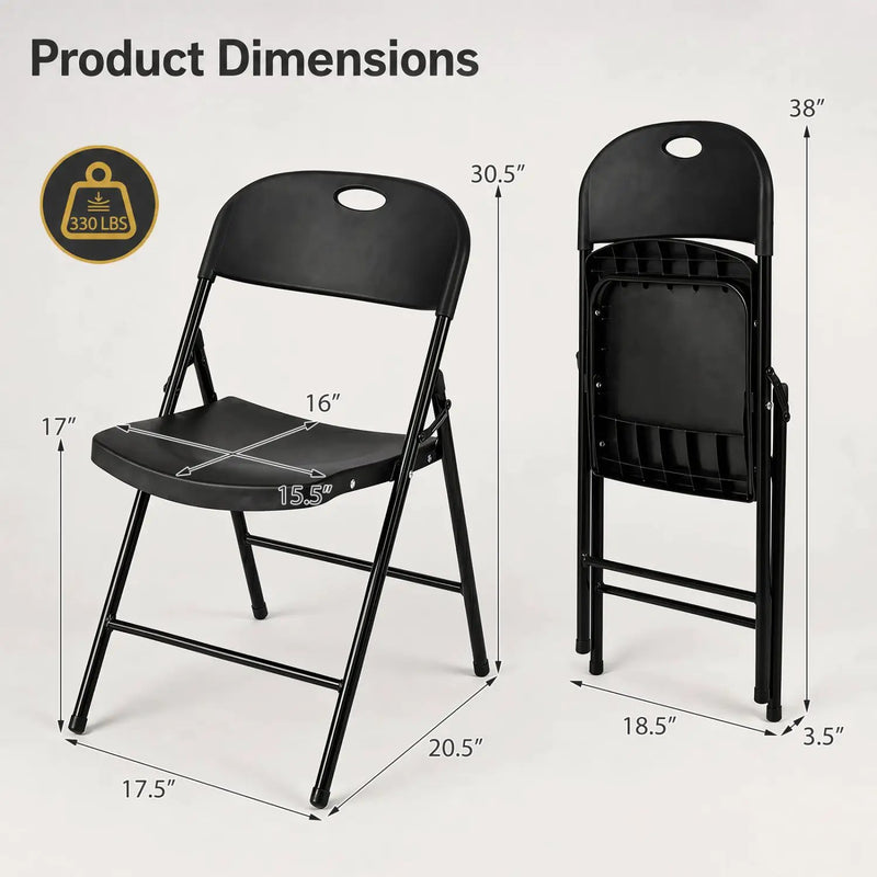 Foldable Plastic Dining Chairs Set of 4 with Ergonomic Backrest by DirectDeals