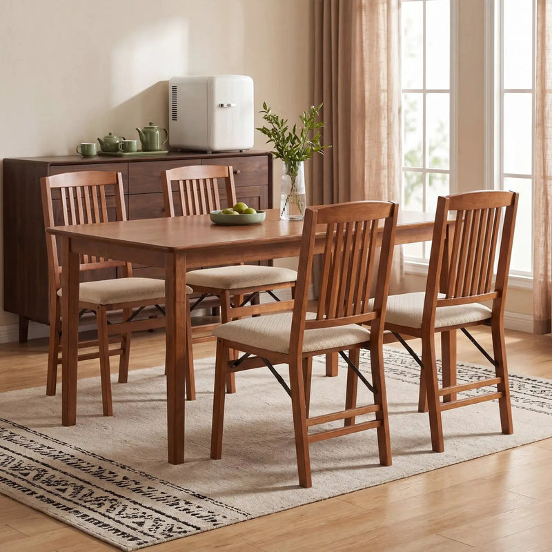 Set of 4 Foldable Upholstered Kitchen Chairs with Padded Seat by DirectDeals