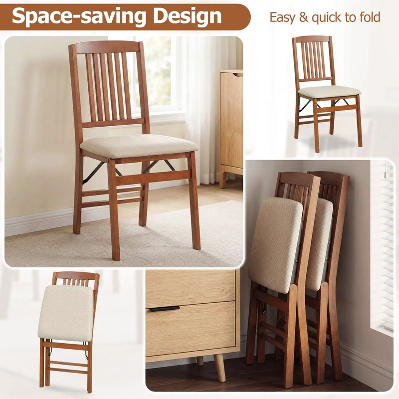 Set of 4 Foldable Upholstered Kitchen Chairs with Padded Seat by DirectDeals