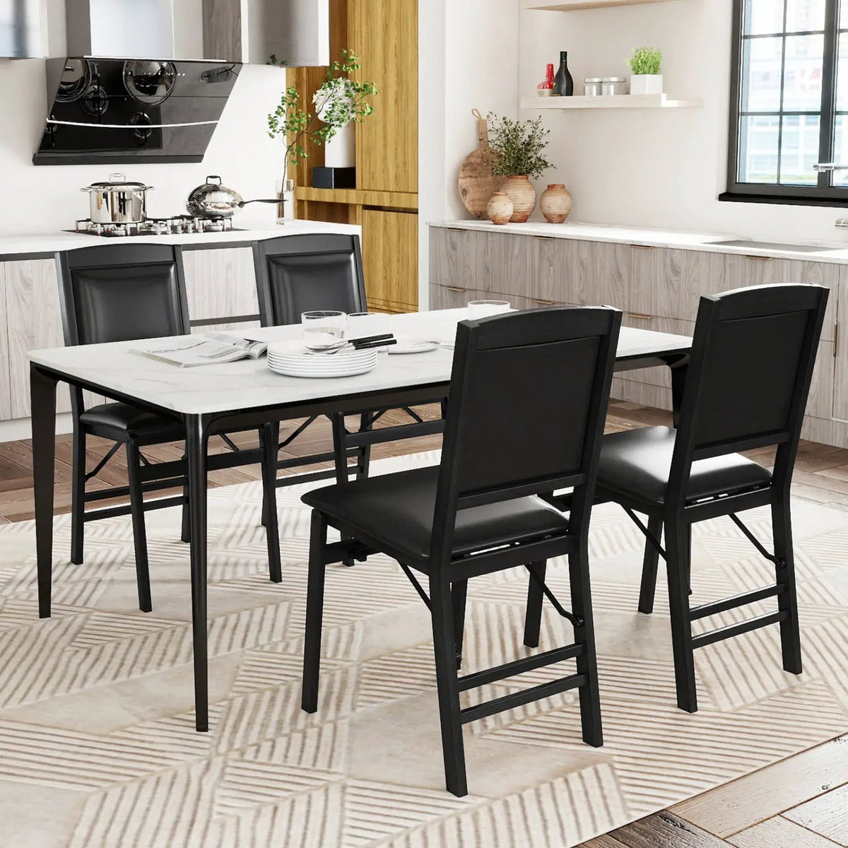 Set of 4 Folding Dining Chairs with Padded Seat and High Backrest, photo 3 of 16