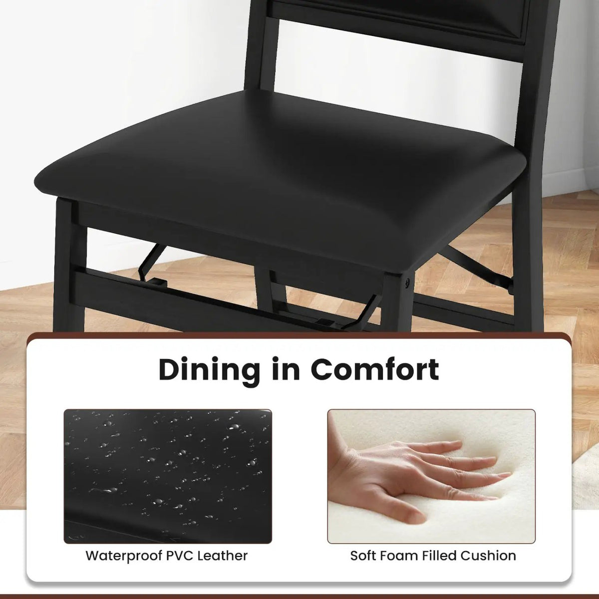 Set of 4 Folding Dining Chairs with Padded Seat and High Backrest, photo 7 of 16