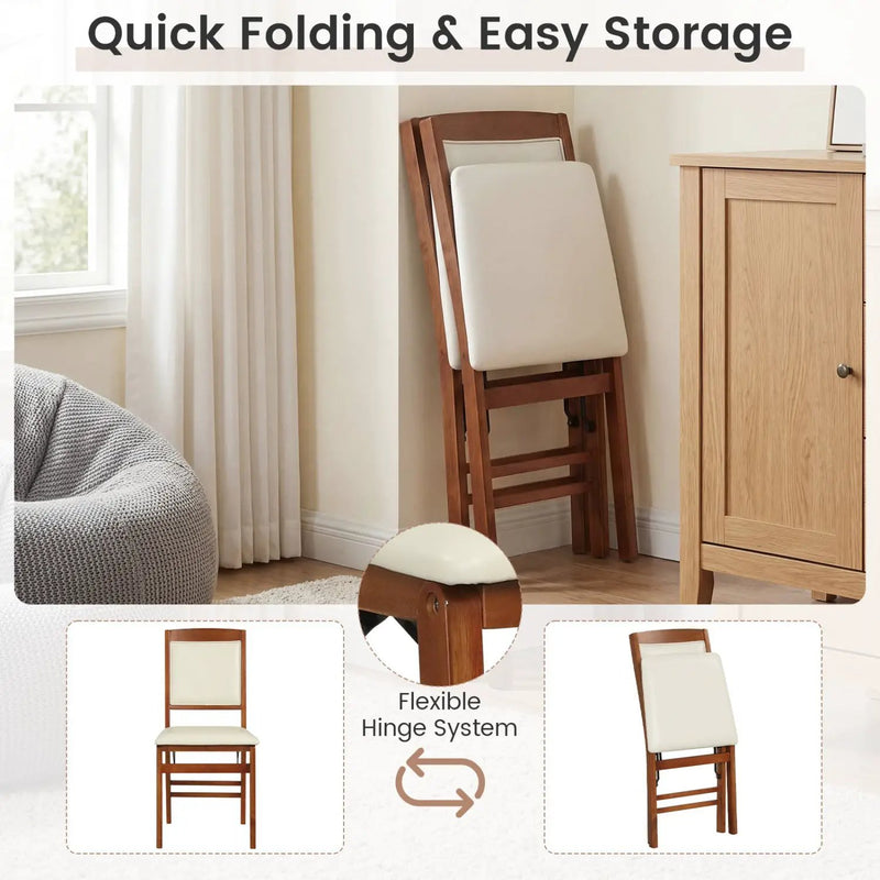 Set of 4 Folding Dining Chairs with Padded Seat and High Backrest by DirectDeals
